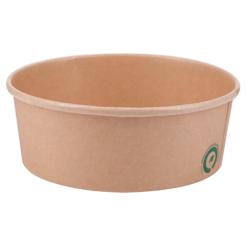 Set 2 x 60 Boluri Biodegradabile, Compostabile PLA Kraft, Diametru 150 mm, 600 ml