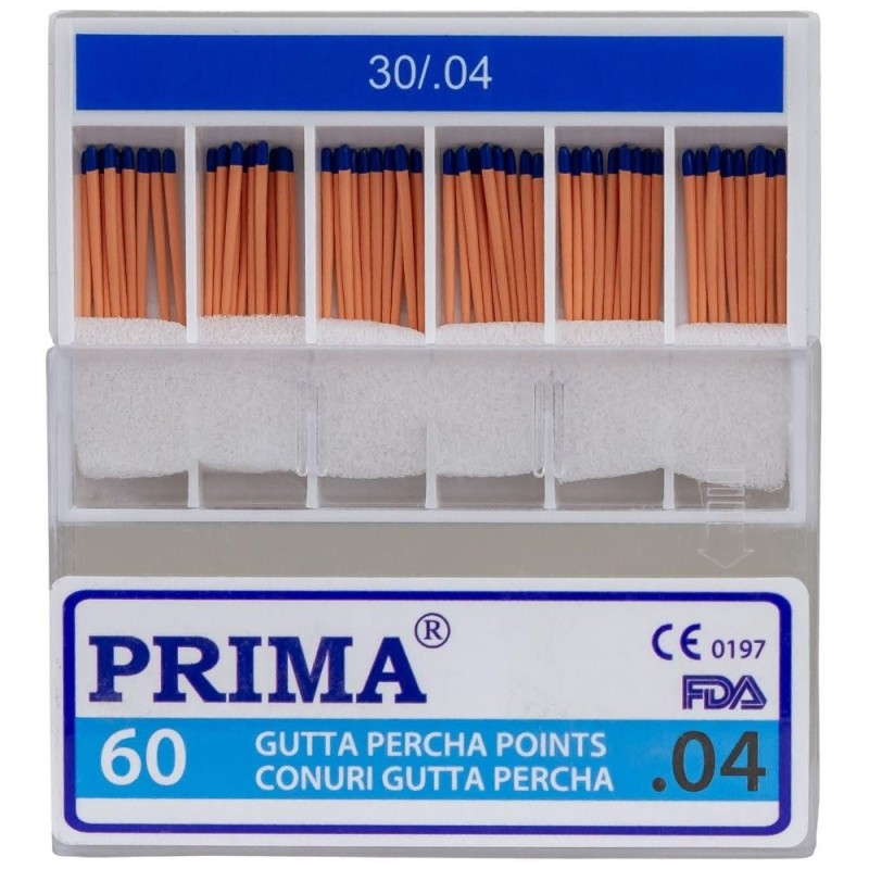 Set 2 x 60 Conuri Gutta Percha ISO 30, Albastru, Marimea 4, pentru Obturare Canale Radiculare