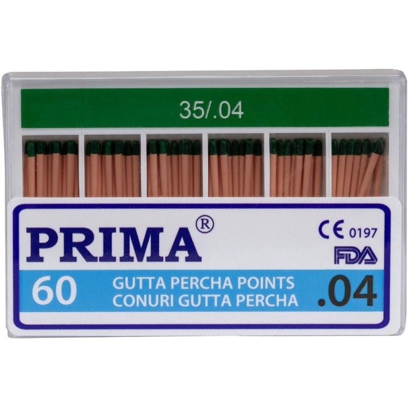 Set 2 x 60 Conuri Gutta Percha ISO 35, Verde, Marimea 4, pentru Obturare Canale Radiculare