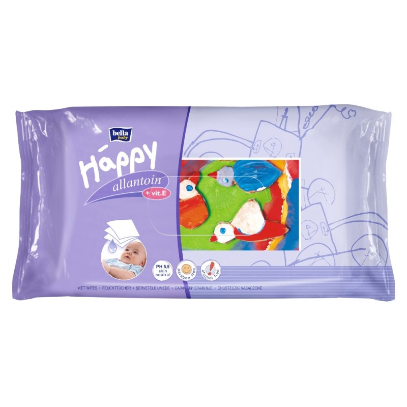 Set 2 x 64 Servetele Umede Happy Alantoina & Vitamina E