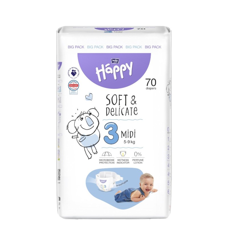 Set 2 x 72 Scutece Bella Baby Happy Nr. 3 Midi
