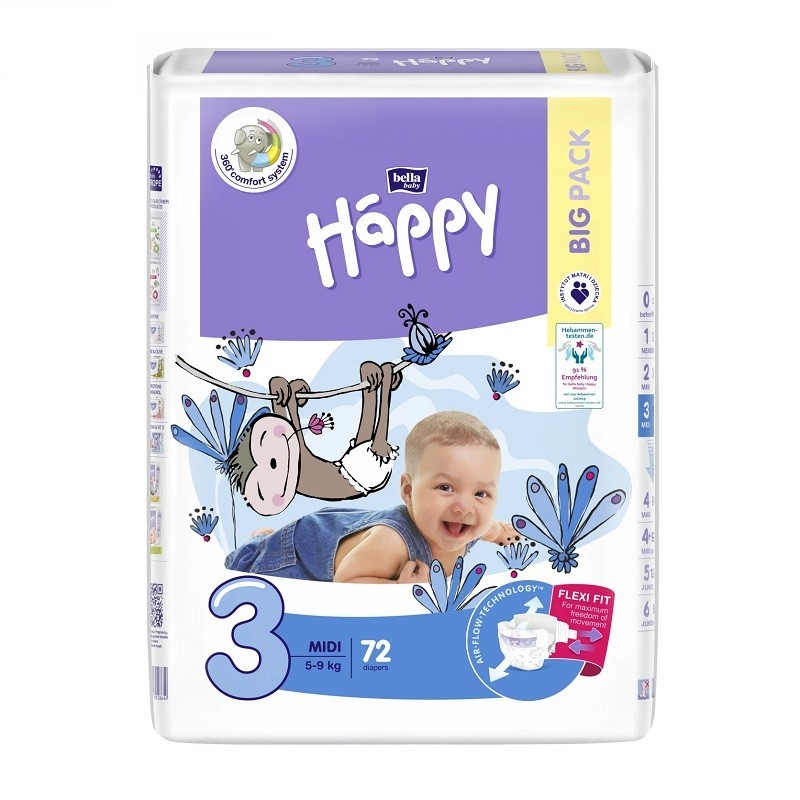 Set 2 x 72 Scutece Happy Big Pack Nr. 3 Midi
