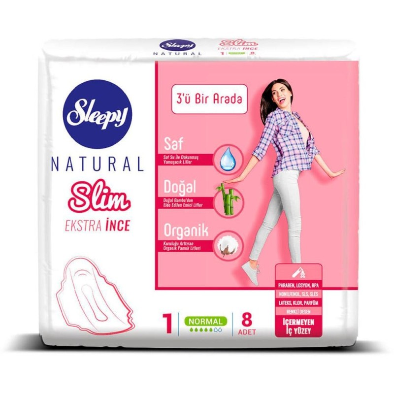 Set 2 x 8 Absorbante Sleepy Natural Normal Slim, 5 Picaturi