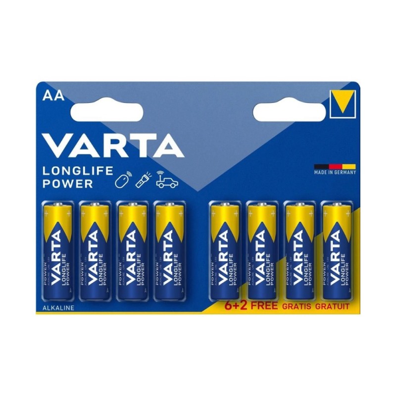 Set 2 x 8 Baterie Alcalina R6 (AA) Longlife Power Varta, Blister