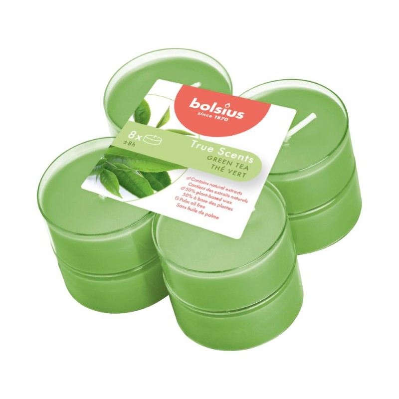 Set 2 x 8 Lumanari Pastila 8h, Bolsius - Ceai Verde