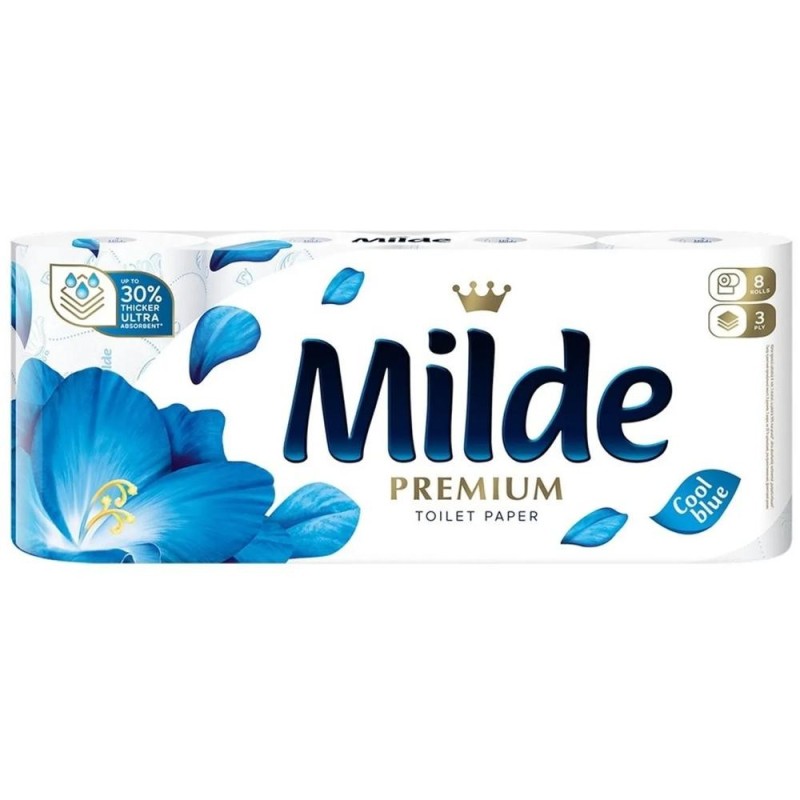 Set 2 x 8 Role Hartie Igienica Milde Premium Cool Blue, 3 Straturi