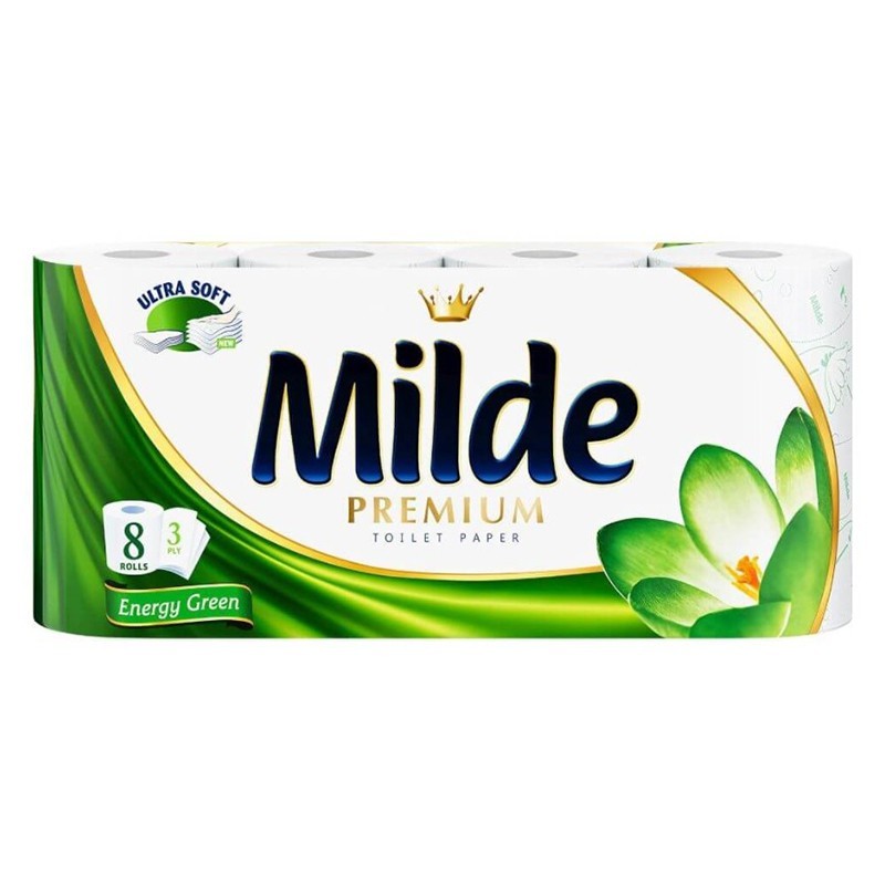 Set 2 x 8 Role Hartie Igienica Milde Premium Energy Green, 3 Straturi