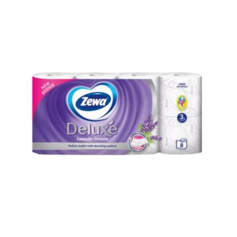 Set 2 x 8 Role Hartie Igienica Zewa Deluxe Lavender Dream, 3 Straturi