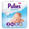 Set 2 x 80 Scutece Pufies Sensitive Nr 2 Mini, Maxi Pack, 4-8 kg