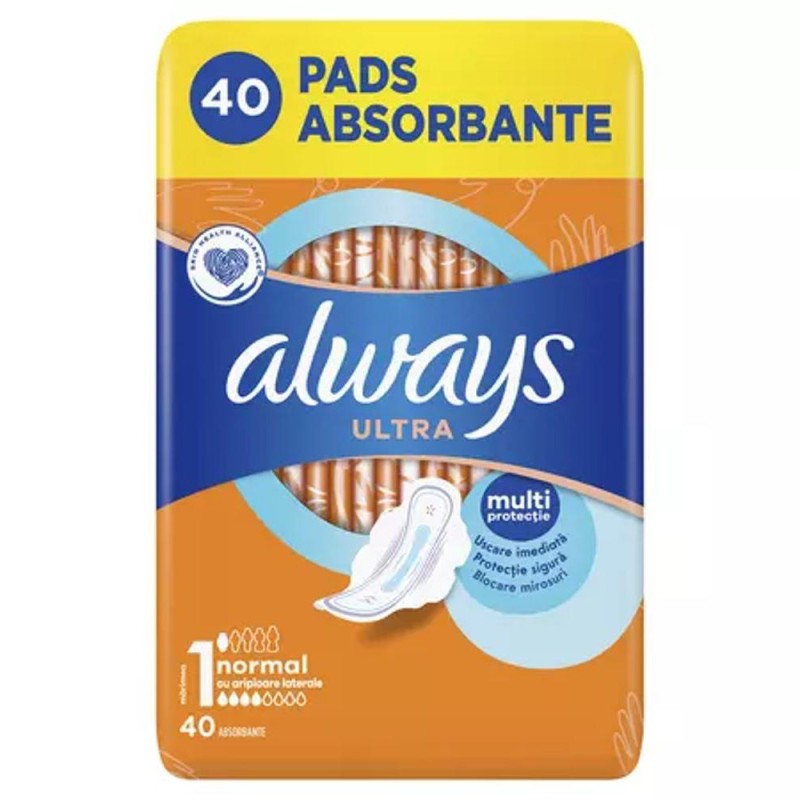 Set 2 x Absorbante Always Ultra Normal, Marimea 1, 40 Bucati