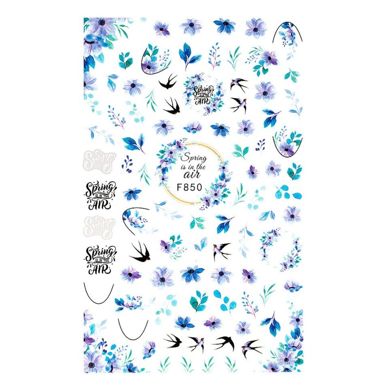 Set 2 x Abtibild Unghii SensoPRO Milano Denim Flowers, Model F850