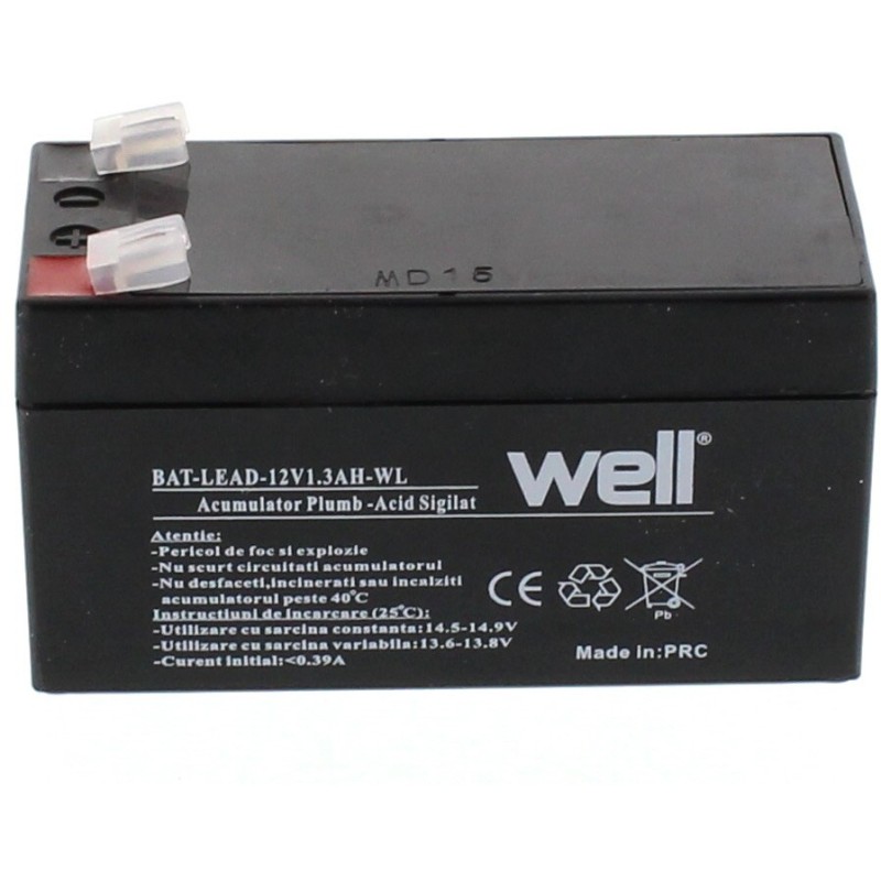 Set 2 x Acumulator de Plumb Acid 12V / 1.3Ah, Terminal F1, Well