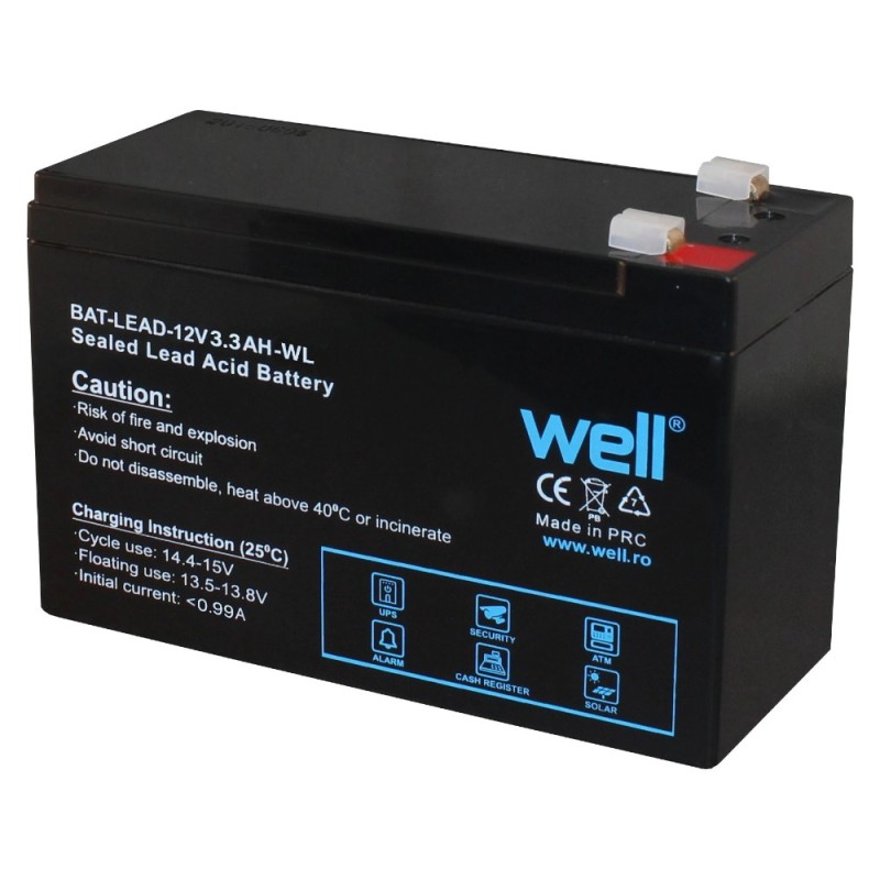 Set 2 x Acumulator Plumb Acid 12V / 3.3Ah, Terminal F1, Well