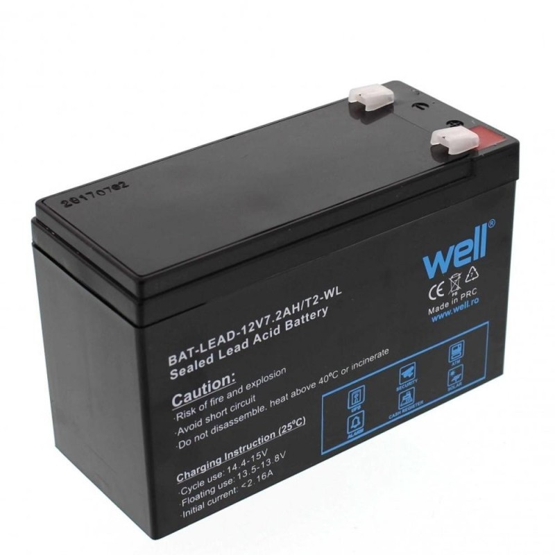 Set 2 x Acumulator Plumb Acid 12V / 7.2Ah, cu Borne Late, Terminal F2, Well