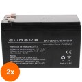 Set 2 x Acumulator Plumb Acid 12V / 7Ah, Terminal F1, Chrome