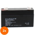 Set 2 x Acumulator Plumb Acid 6V / 1.2Ah, Terminal F1, Chrome