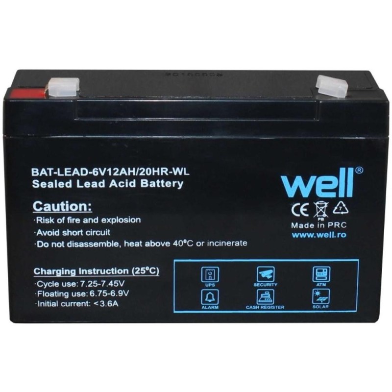 Set 2 x Acumulator Plumb Acid 6V / 12Ah, Terminal F1, Well