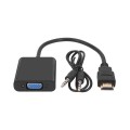 Set 2 x Adaptor HDMI Tata la VGA Mama cu Cablu Audio Jack, Negru, Well