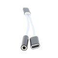 Set 2 x Adaptor USB-C Tata - Jack 3.5mm Mama si USB-C Mama, 13cm, Alb / Negru, Well