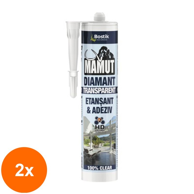 Set 2 x Adeziv Mamut Universal Transparent Diamant, 290 ml, Bostik