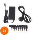 Set 2 x Alimentator Universal pentru Laptop, 90W, 8 Mufe, Well