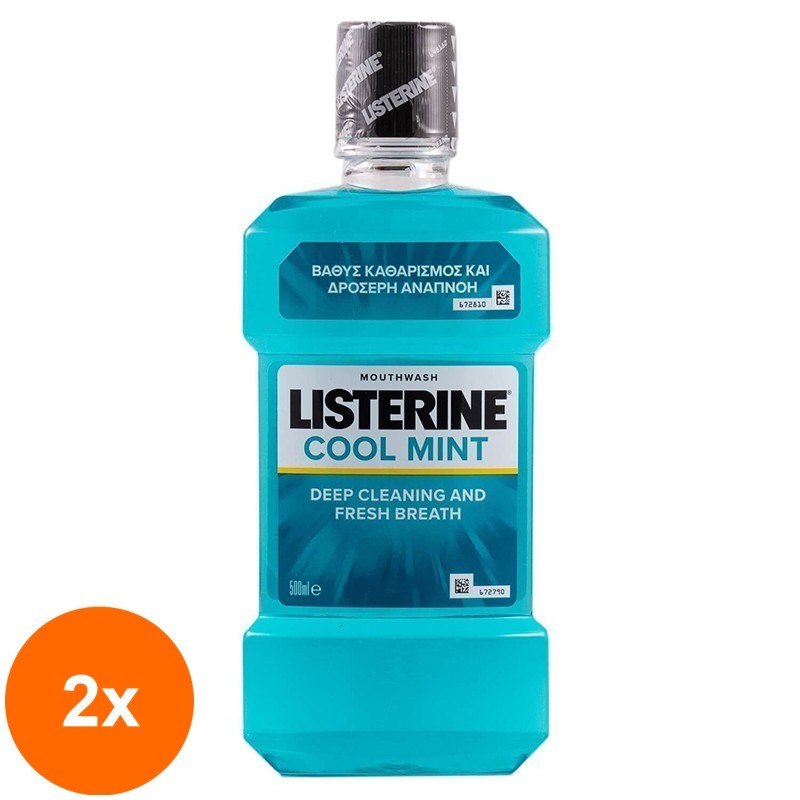 Set 2 x Apa de Gura Listerine Coolmint, 500 ml
