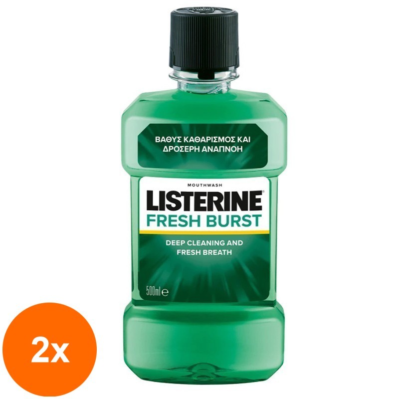 Set 2 x Apa de Gura Listerine Fresh Burst, 500 ml
