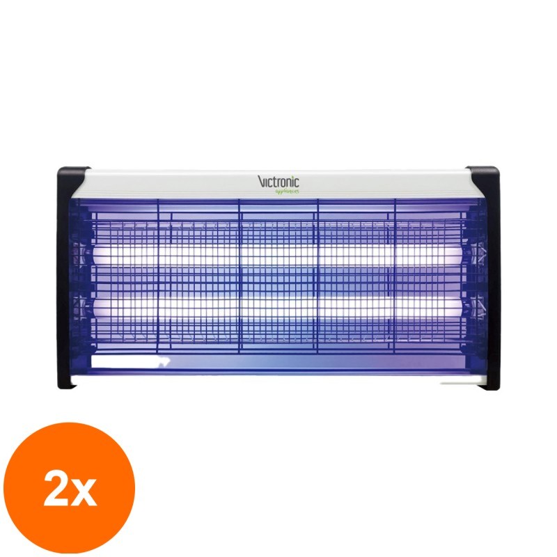 Set 2 x Aparat Anti Tantari, 49.20x26.20x7 cm, 2 Tuburi UV, 2x15W, 80 mp, Victronic AT30