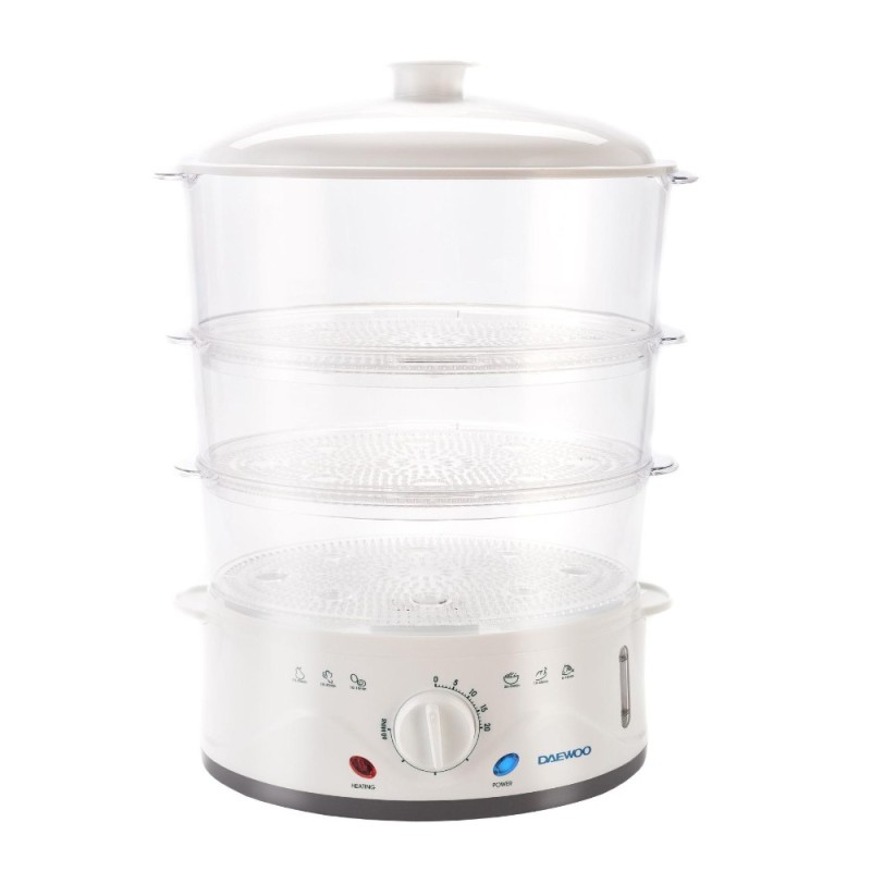 Set 2 x Aparat de Gatit cu Aburi Daewoo DFS900W, 900 W, 3 Cosuri, 8.5 l, Timer 60 minute, Alb