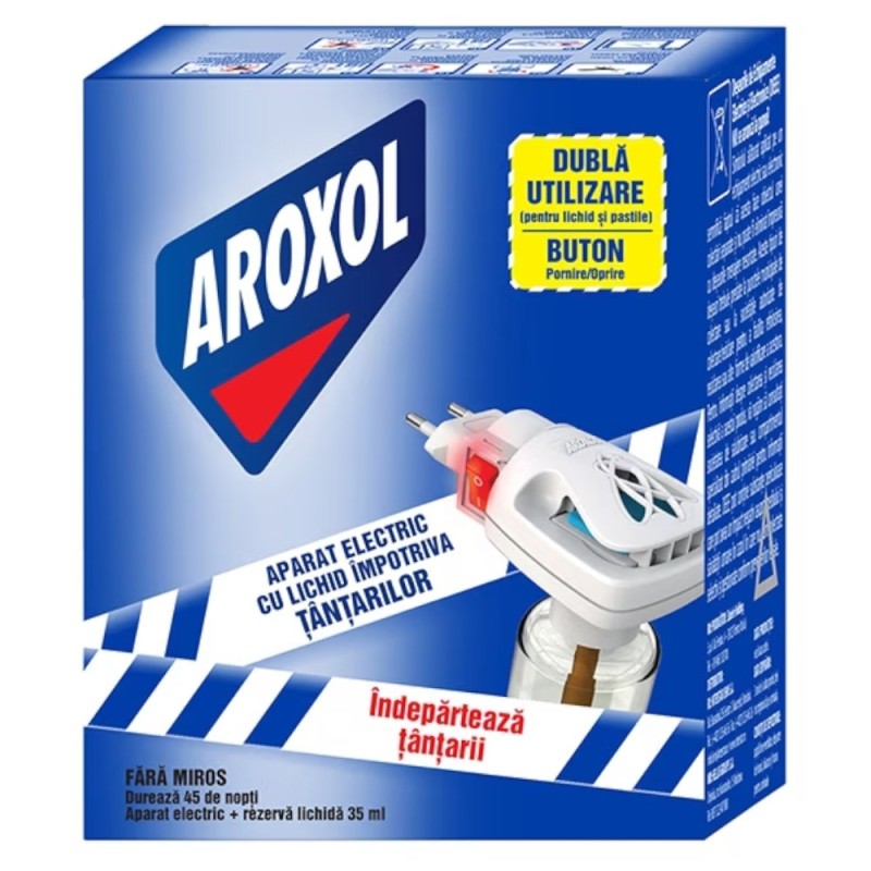 Set 2 x Aparat Electric Impotriva Tantarilor Aroxol Dubla Utilizare, cu Rezerva Lichida, 45 ml