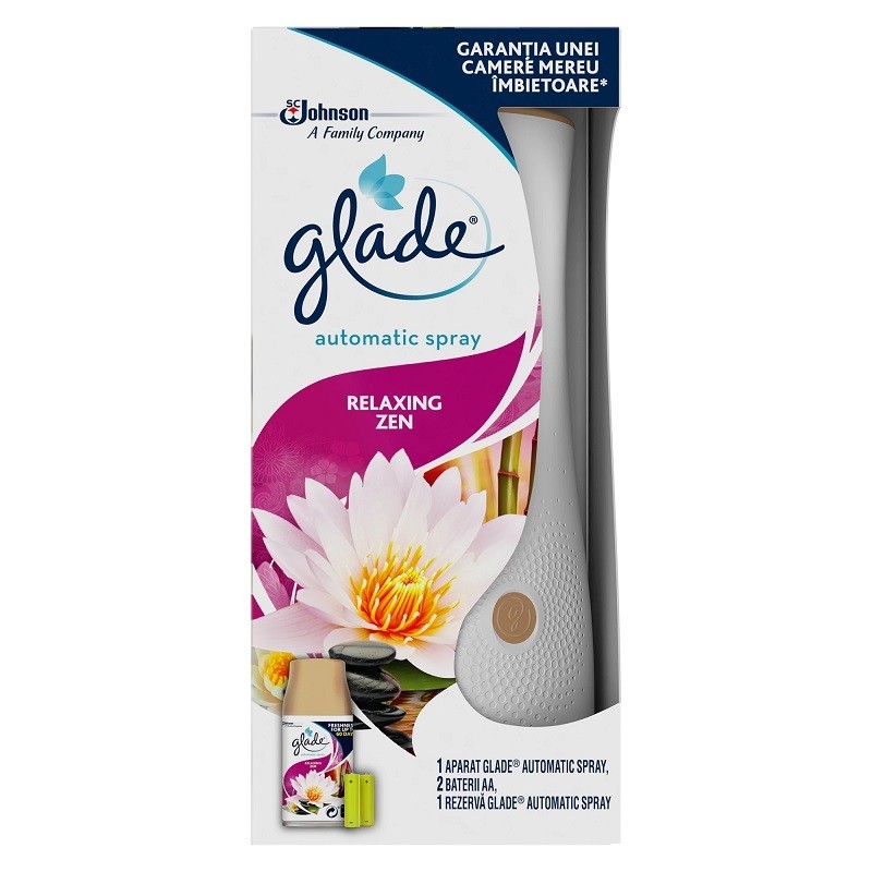 Set 2 x Aparat Odorizant de Camera Glade Automatic Spray Relaxing Zen 269 ml + Rezerva