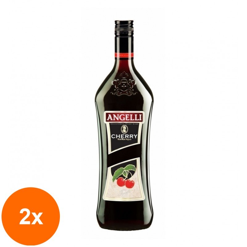 Set 2 x Aperitiv Angelli Cherry, Rosu, 14% 1 l