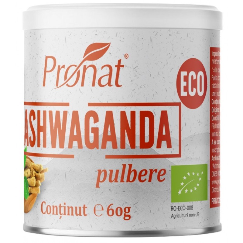 Set 2 x Ashwaganda Bio Pulbere, 60 g, Pronat
