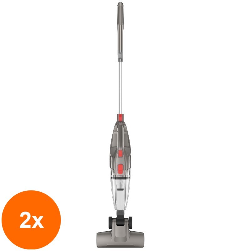 Set 2 x Aspirator Vertical 2 in 1, fara Sac, Ciclonic cu Filtru HEPA, 600W - 800W, Victronic