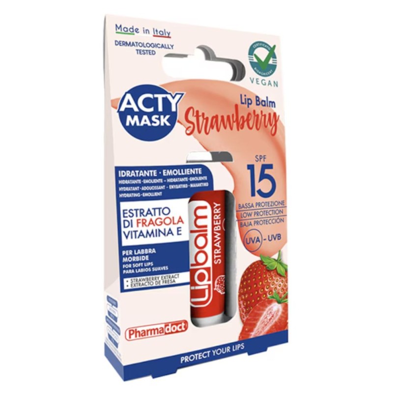 Set 2 x Balsam de Buze cu Aroma de Capsuni si Extracte Vegetale, SPF 15, Acty Mask
