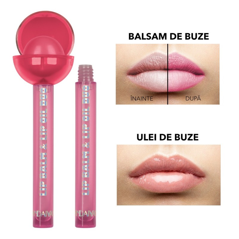 Set 2 x Balsam si Ulei de Buze Handaiyan Lollipop Lip Balm & Lip Oil Duo, 02