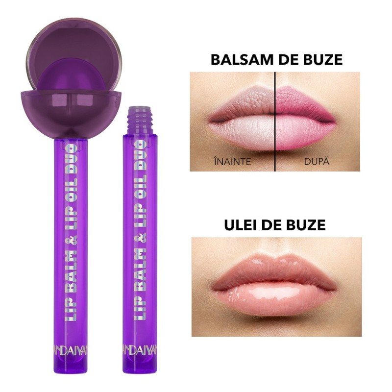 Set 2 x Balsam si Ulei de Buze Handaiyan Lollipop Lip Balm & Lip Oil Duo, 04