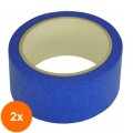 Set 2 x Banda Adeziva Crep Albastra 25 mm x 50 m, cu Rezistenta UV 14 zile, Color Expert