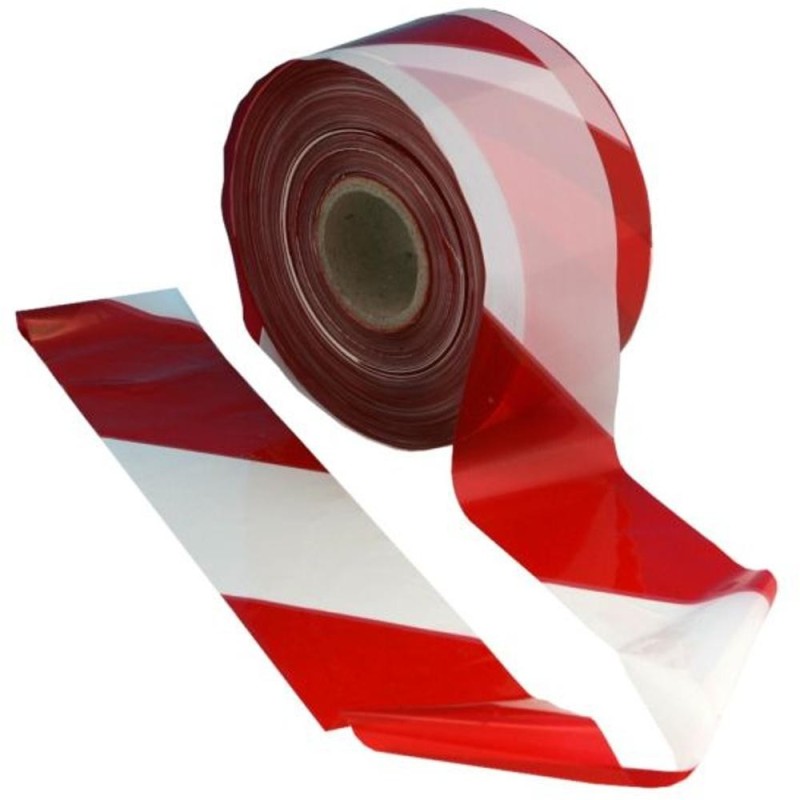 Set 2 x Banda Delimitare Acces, Non Adeziva, Alb-Rosu, 7 cm x 200 m