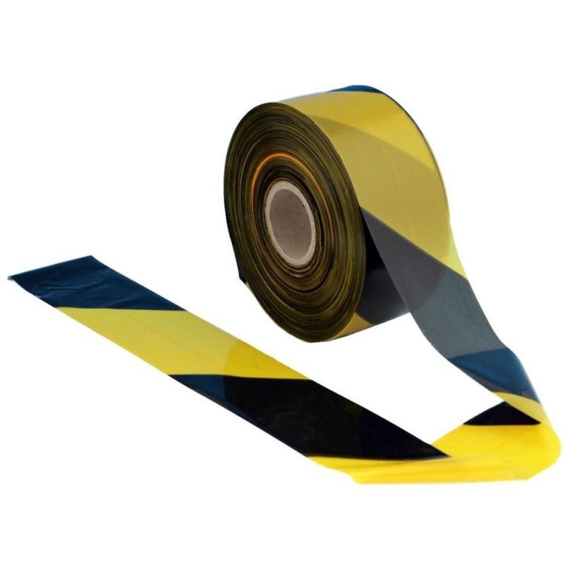 Set 2 x Banda Delimitare Acces, Non Adeziva, Negru-Galben, 7 cm x 200 m