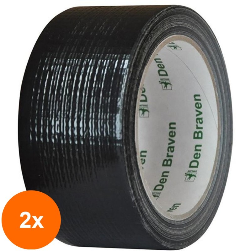 Set 2 x Banda Ultra Rezistenta Neagra, pentru Lipit, 50 mm x 25 m, Den Braven