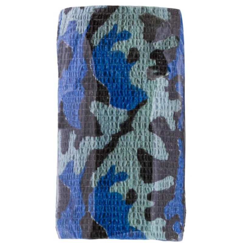 Set 2 x Bandaj Coeziv Camuflaj Albastru, Autoadeziv Elastic, 10 cm x 4.5 m, pentru Protectie si Sustinere