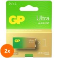 Set 2 x Baterie Ultra Alcalina GP 9V, 1 Bucata