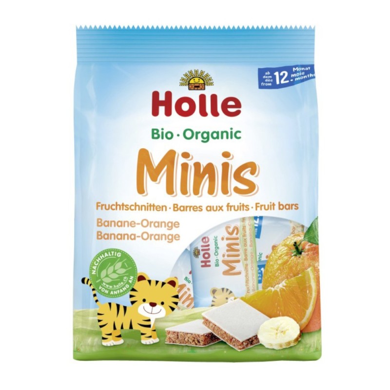Set 2 x Batoane Mini cu Banane si Portocale Eco, Holle Baby, 100 g