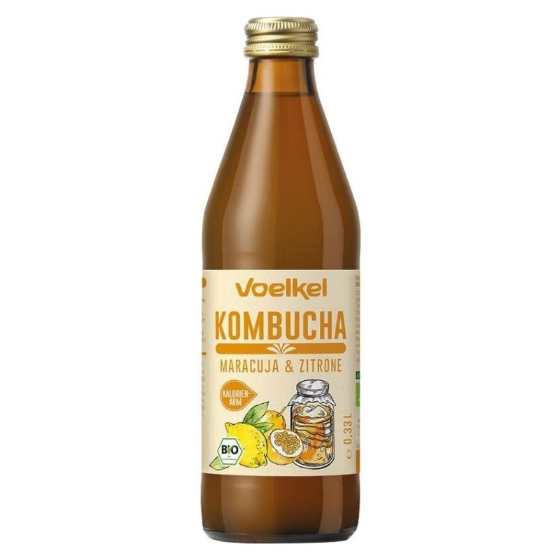 Set 2 x Bautura BIO de Kombucha cu Maracuja si Lamaie, 330 ml, Voelkel