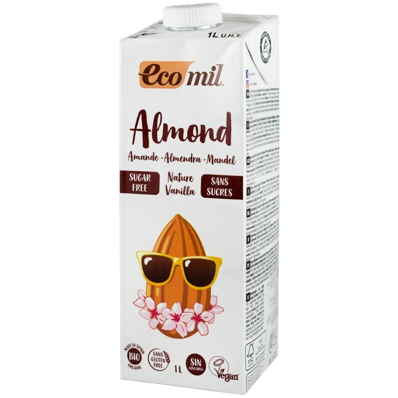 Set 2 x Bautura Bio de Migdale Natur cu Vanilie, 1l Ecomil