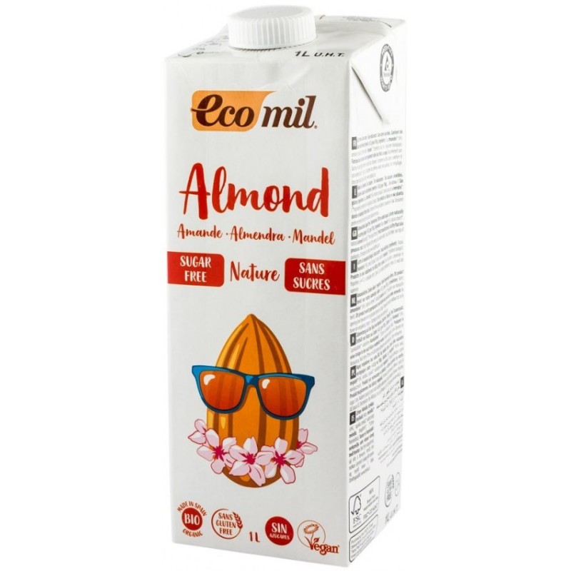 Set 2 x Bautura Vegetala BIO de Migdale, fara Zahar, 1 l, Ecomil