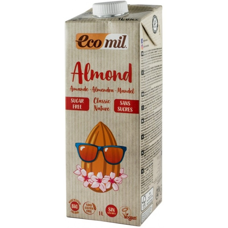 Set 2 x Bautura Vegetala BIO din Migdale, fara Zahar, 1 l, Ecomil