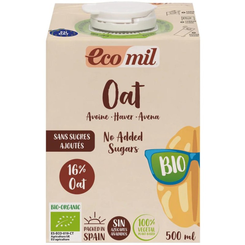 Set 2 x Bautura Vegetala de Ovaz Bio, fara Zahar, Ecomil, 500 ml