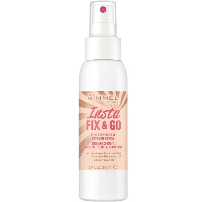 Set 2 x Baza de Machiaj si Spray pentru Fixare Rimmel London Insta Fix & Go, 100 ml